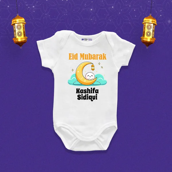 White_Eid_Mubarak_Personalized_Baby_Romper_With_Moon_Design