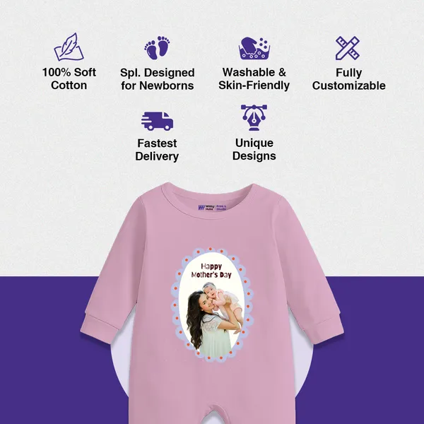 Pink_Cotton_Happy_Mother'S_Day_Photo_Print_Romper_For_Baby