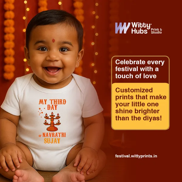 White_Cotton_My_Third_Day_Navratri_Sujay_Baby_Onesie