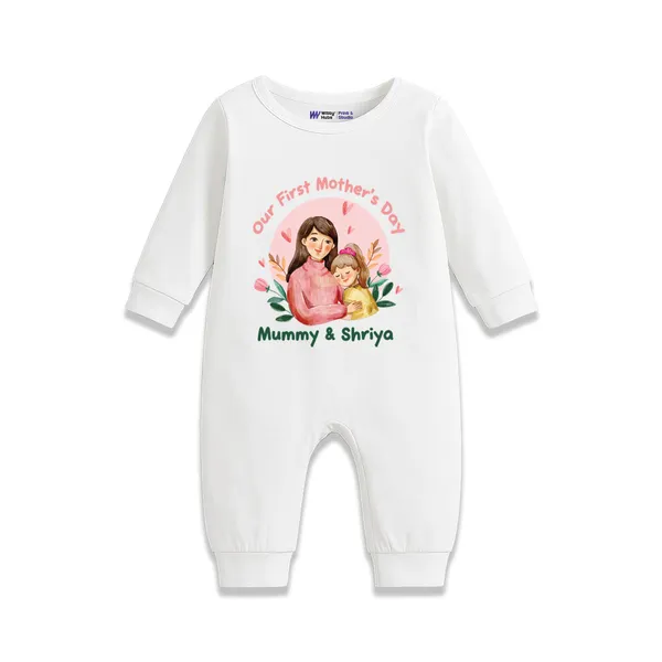 White_Cotton_Our_First_Mother'S_Day_Personalized_Romper_For_Baby
