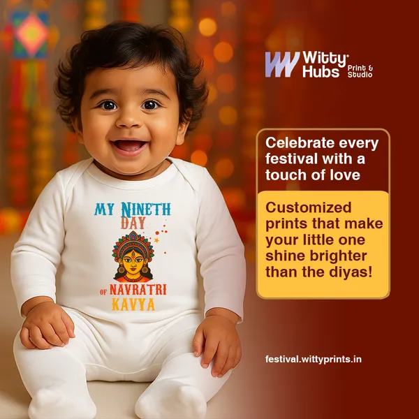 White_Cotton_My_Nineth_Day_Of_Navratri_Kavya_Baby_Romper