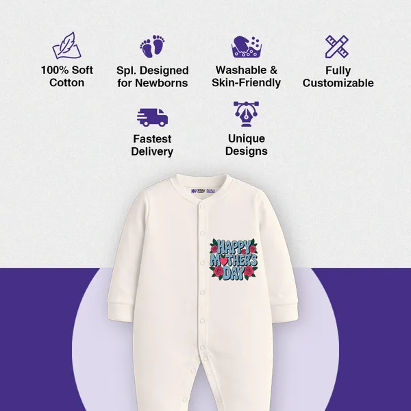 White_Cotton_Happy_Mother'S_Day_Print_Romper_For_Newborn