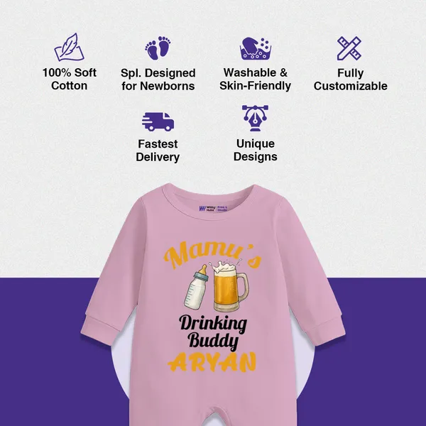Pink_Personalized_Baby_Romper_With_Mama'S_Drinking_Buddy_Print