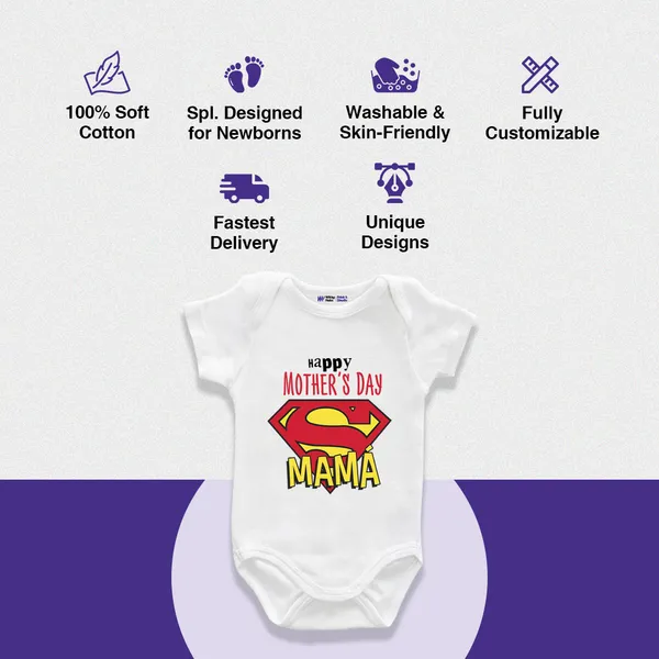 White_Cotton_Happy_Mother'S_Day_Super_Mama_Printed_Baby_Onesie