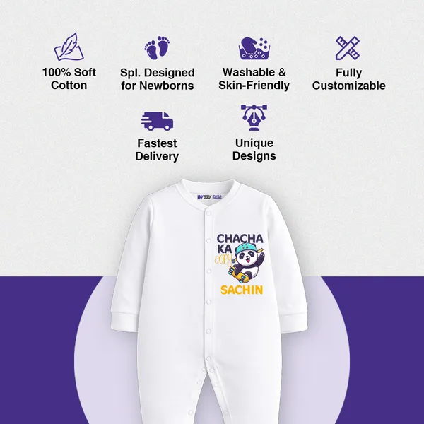 White_Cotton_Chacha_Ka_Champ_Personalized_Full_Sleeve_Romper