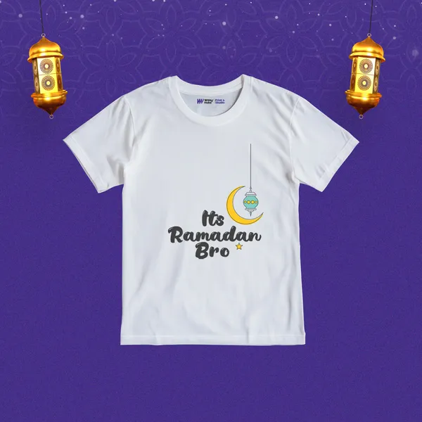 White_Cotton_Its_Ramadan_Bro_Printed_T-Shirt_For_Kids