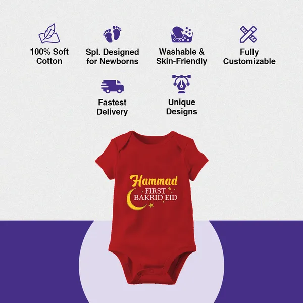 Red_Cotton_First_Bakrid_Eid_Baby_Romper_With_Personalization