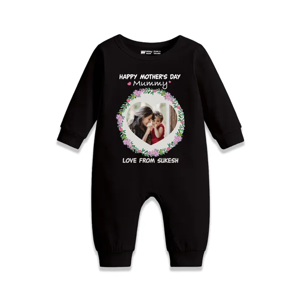 Black_Cotton_Personalized_Mother'S_Day_Romper_For_Baby