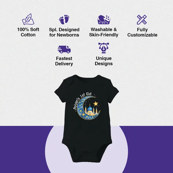 Arwa'S_1St_Eid_Black_Cotton_Baby_Onesie_With_Moon_Print