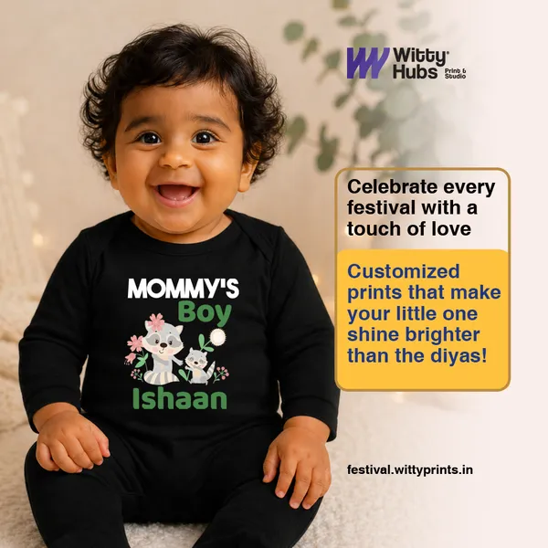 Black_Cotton_Mommy'S_Boy_Customizable_Romper_For_Baby_Boys