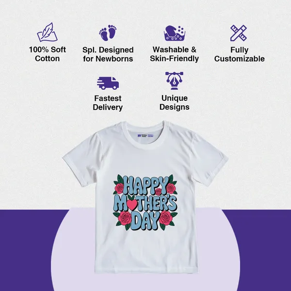 Happy_Mother'S_Day_White_Cotton_T-Shirt_For_Kids