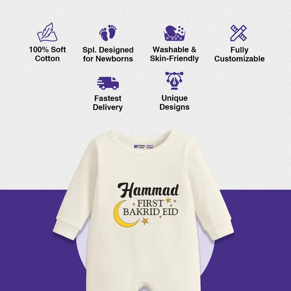 White_Cotton_Customized_First_Bakrid_Eid_Romper_For_Baby