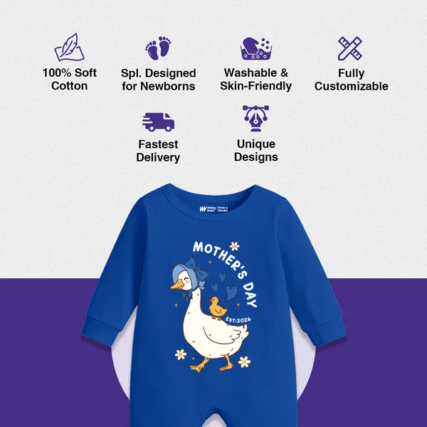 Blue_Cotton_Mother'S_Day_Goose_Print_Romper_For_Newborns