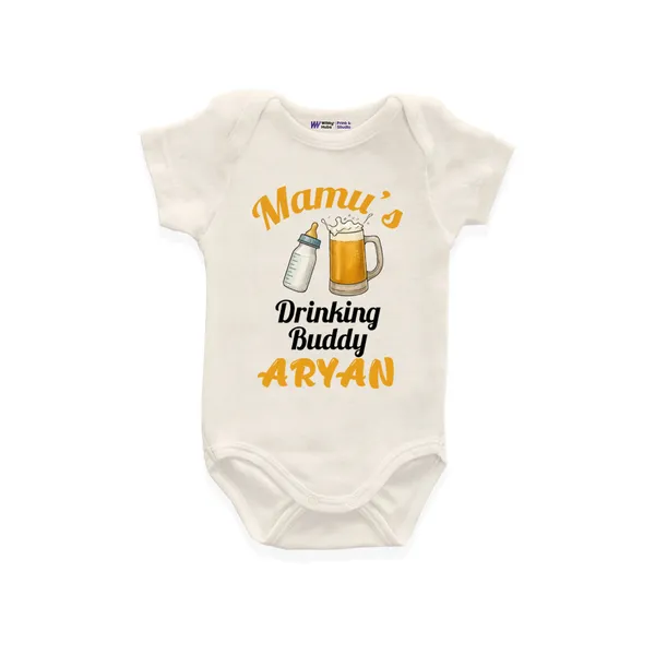 Cream_Cotton_Mamu'S_Drinking_Buddy_Printed_Onesie_For_Babies