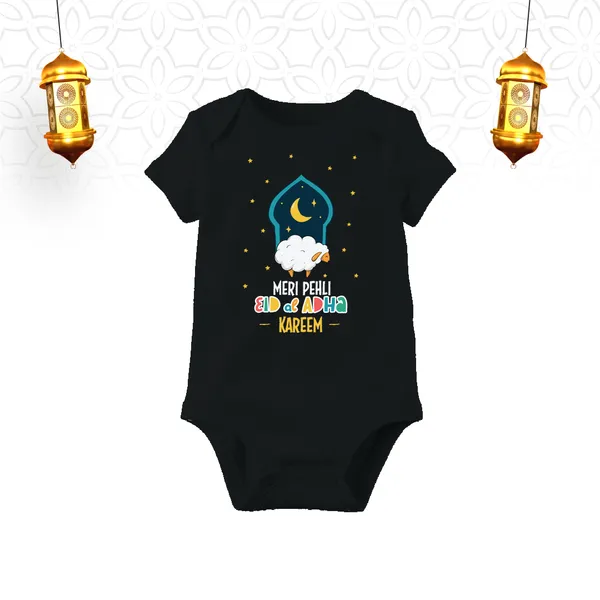 Black_Cotton_Meri_Pehli_Eid_Mubarak_Kareem_Baby_Romper