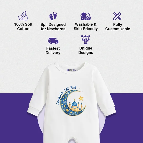 White_Cotton_1St_Eid_Crescent_Moon_Print_Romper_For_Baby