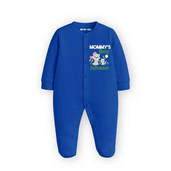 Blue_Cotton_Mommy'S_Boy_Customized_Romper_For_Newborns