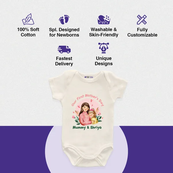 Our_First_Mother'S_Day_Personalized_White_Cotton_Baby_Romper
