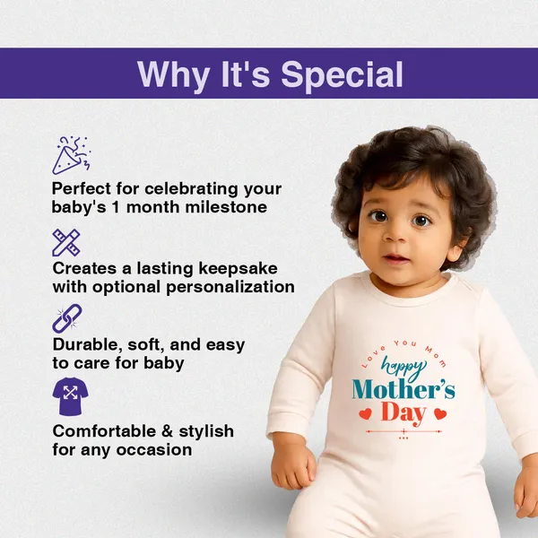 Cream_Cotton_Happy_Mother'S_Day_Romper_For_Newborns