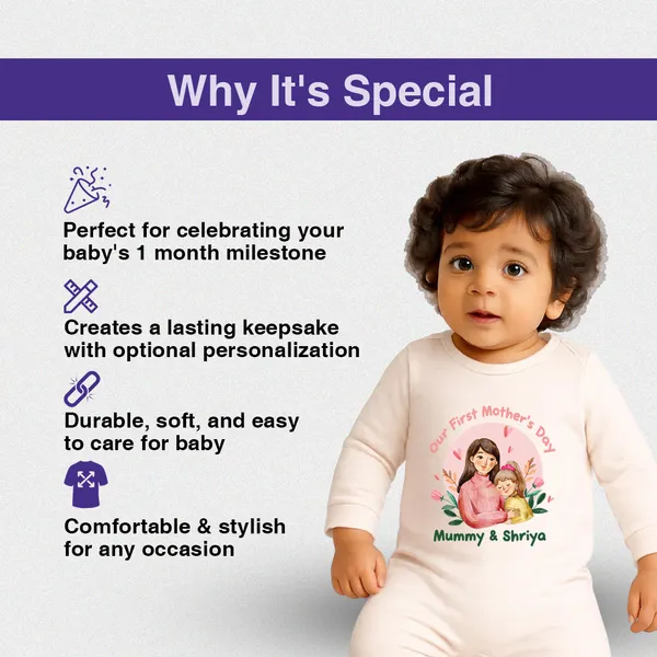 Cream_Personalized_Mother'S_Day_Romper_For_Baby