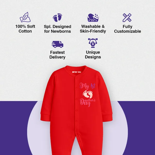 Red_Cotton_My_1St_Valentine'S_Day_Romper_For_Newborns