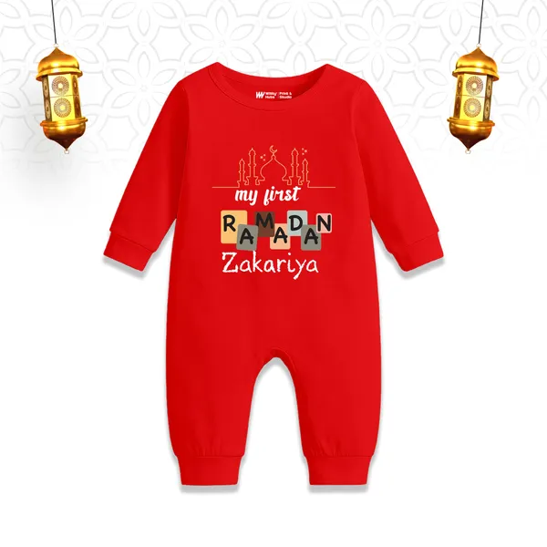 Red_Cotton_My_First_Ramadan_Zakariya_Romper_For_Baby