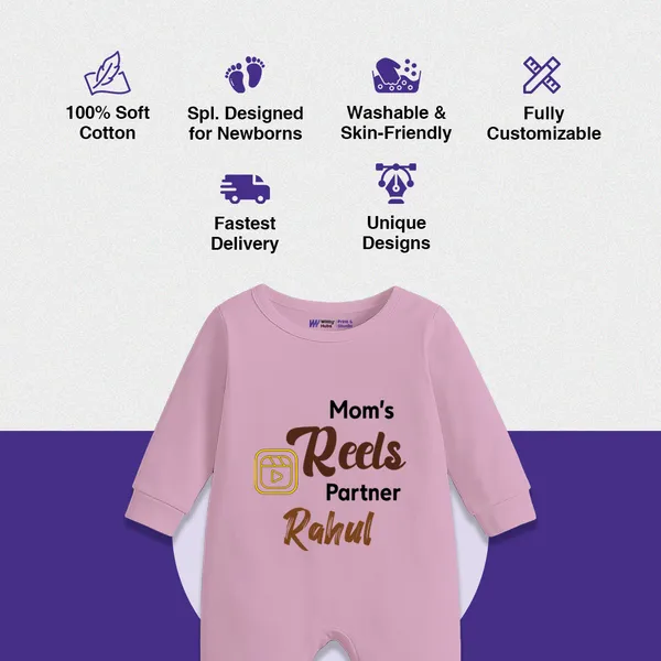 Pink_Cotton_Mom'S_Reels_Partner_Personalized_Romper_For_Baby