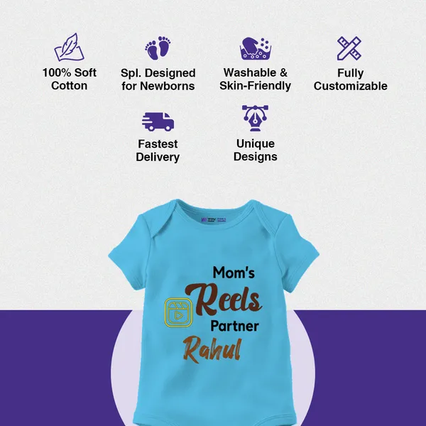 Sky_Blue_Cotton_Mom'S_Reels_Partner_Printed_Bodysuit_For_Newborns