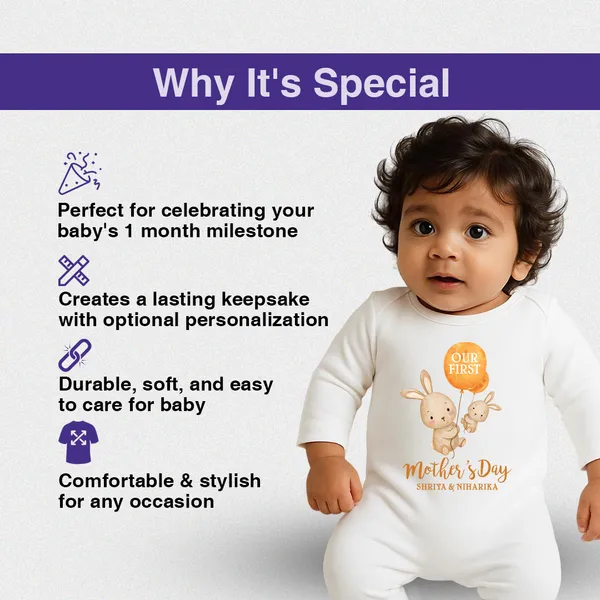 White_Cotton_Our_First_Mother'S_Day_Personalized_Romper_For_Baby