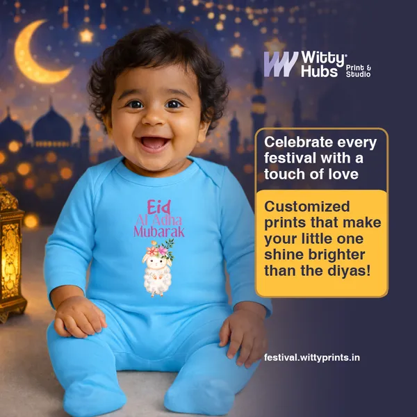 Blue_Cotton_Eid_Adha_Mubarak_Printed_Romper_For_Newborns