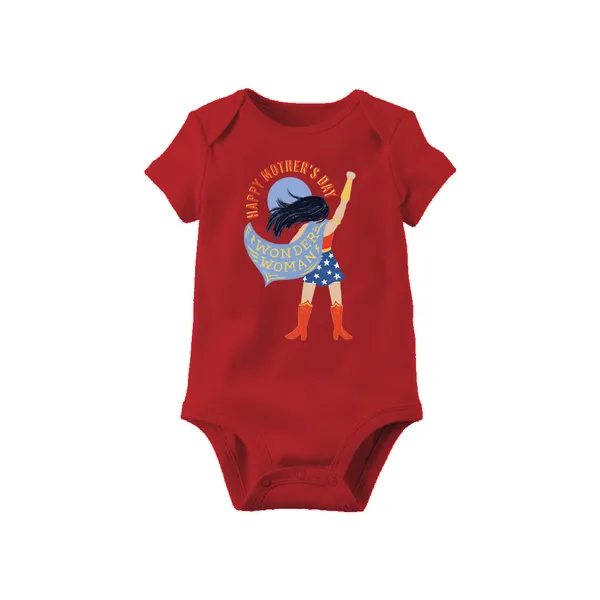 Red_Cotton_Short_Sleeve_Happy_Mother'S_Day_Bodysuit_For_Baby