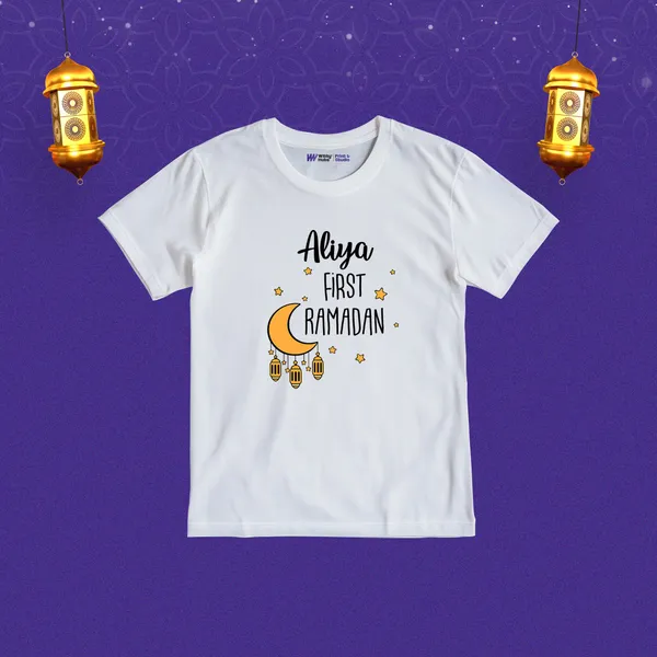 White_Ramadan_Customized_Name_Print_T-Shirt_For_Kids