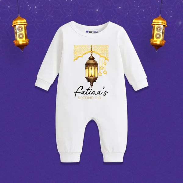White_Cotton_Lantern_Print_Personalized_Romper_For_Baby