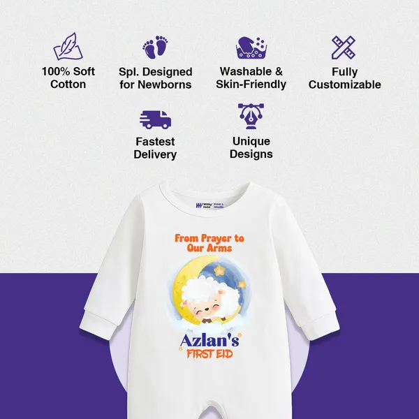 White_Cotton_Azlan'S_First_Eid_Baby_Romper