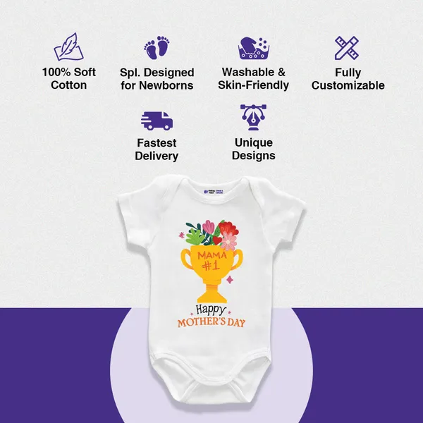 White_Cotton_Happy_Mother'S_Day_Trophy_Print_Baby_Bodysuit