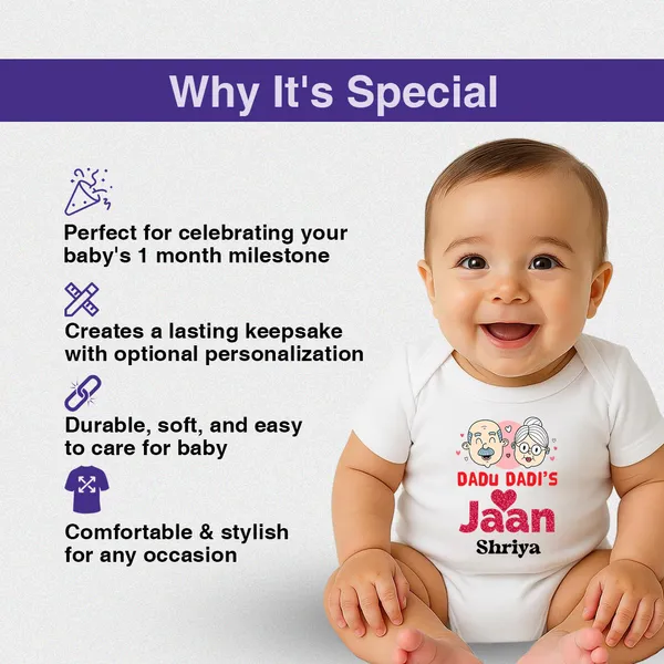 White_Cotton_Dadu_Dadi'S_Jaan_Customizable_Romper_For_Baby
