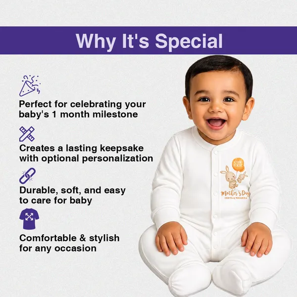 White_Cotton_First_Mother'S_Day_Full_Sleeve_Romper_For_Baby