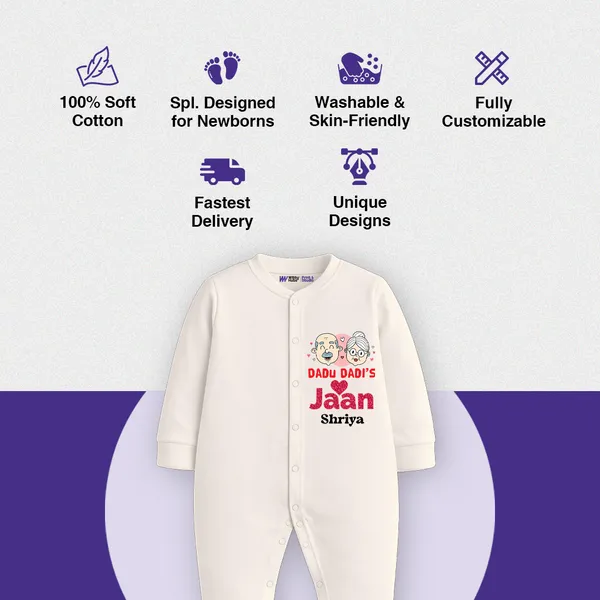 White_Cotton_Dadu_Dadi'S_Jaan_Personalized_Romper_For_Baby