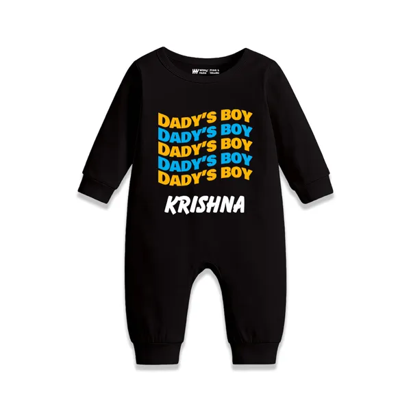 Black_Daddy'S_Boy_Personalized_Full_Sleeve_Romper_For_Baby