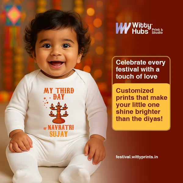 White_Cotton_My_Third_Day_Of_Navratri_Sujay_Baby_Romper