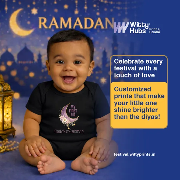 My_First_Eid_Personalized_Black_Cotton_Baby_Romper