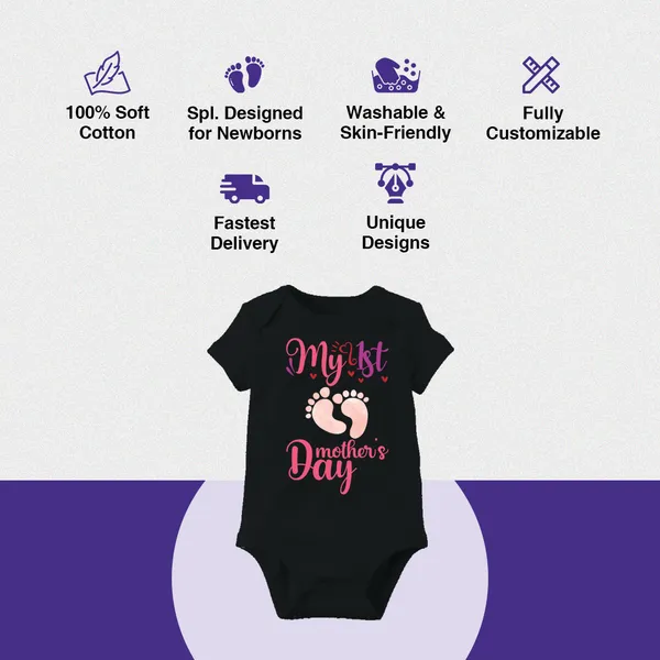 Black_Cotton_My_1St_Mother'S_Day_Printed_Baby_Bodysuit