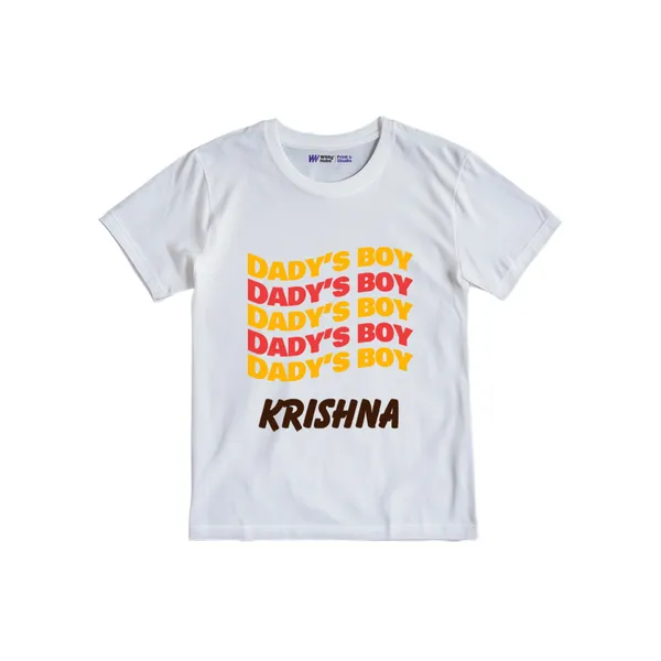 White_Cotton_Daddy'S_Boy_Personalized_T-Shirt_For_Kids
