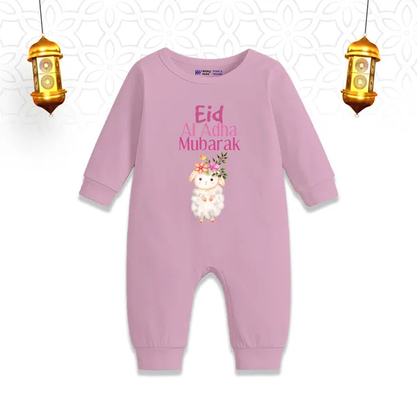 Pink_Cotton_Eid_Adha_Mubarak_Romper_For_Baby_Girls