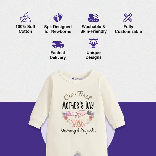 Cream_Cotton_Our_First_Mother'S_Day_2026_Romper_For_Babies