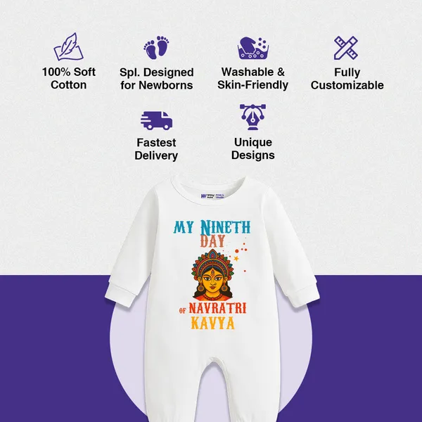 White_Cotton_My_Nineth_Day_Of_Navratri_Kavya_Baby_Romper