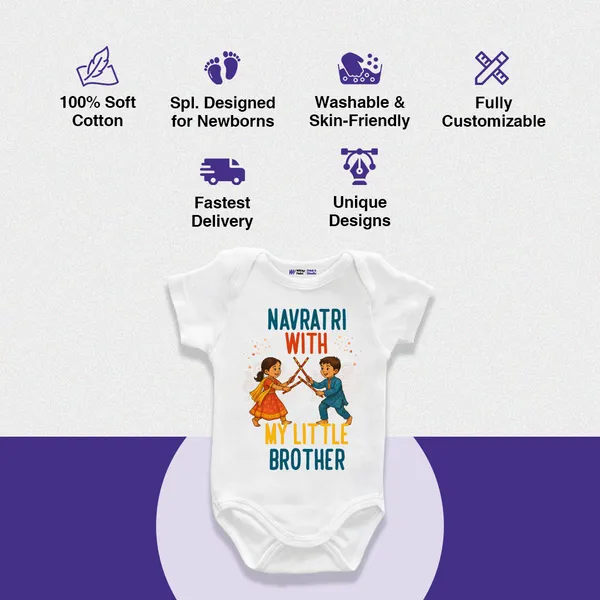 Navratri_With_Little_Brother_White_Cotton_Baby_Onesie
