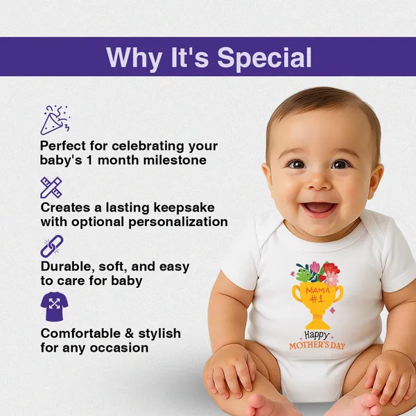 White_Cotton_Happy_Mother'S_Day_Trophy_Print_Baby_Bodysuit