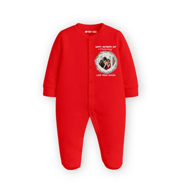 Red_Cotton_Personalized_Romper_For_Baby'S_1_Month_Milestone
