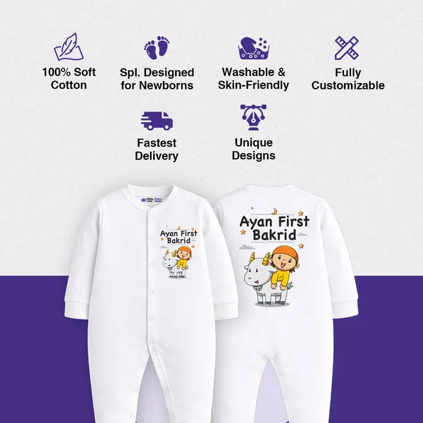 White_Cotton_Ayan_First_Bakrid_Romper_For_Baby